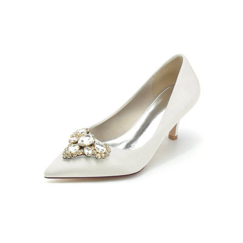 Pointed Toe Stiletto Heels with Rhinestone
