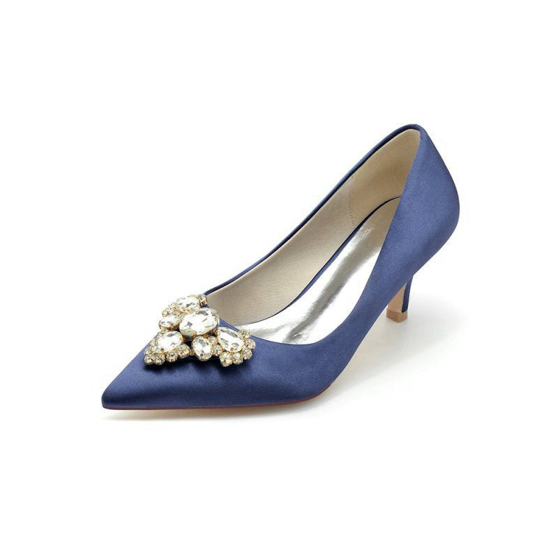 Pointed Toe Stiletto Heels with Rhinestone
