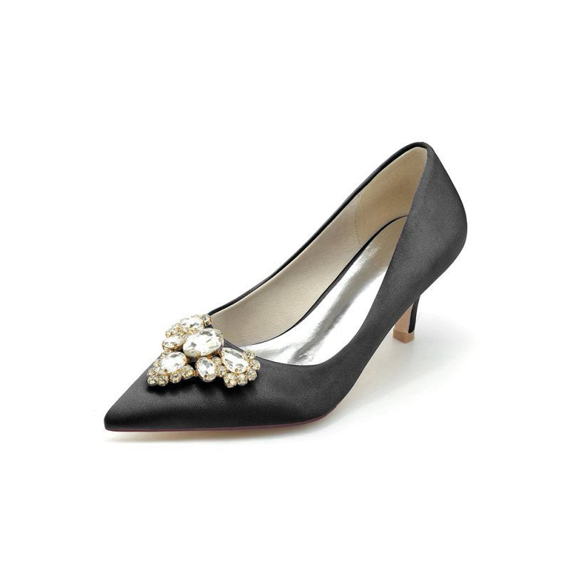 Pointed Toe Stiletto Heels with Rhinestone