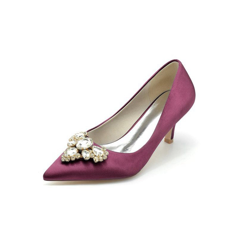 Pointed Toe Stiletto Heels with Rhinestone