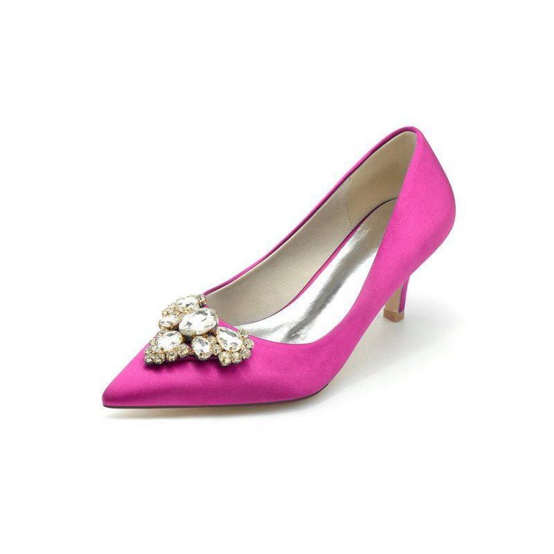 Pointed Toe Stiletto Heels with Rhinestone