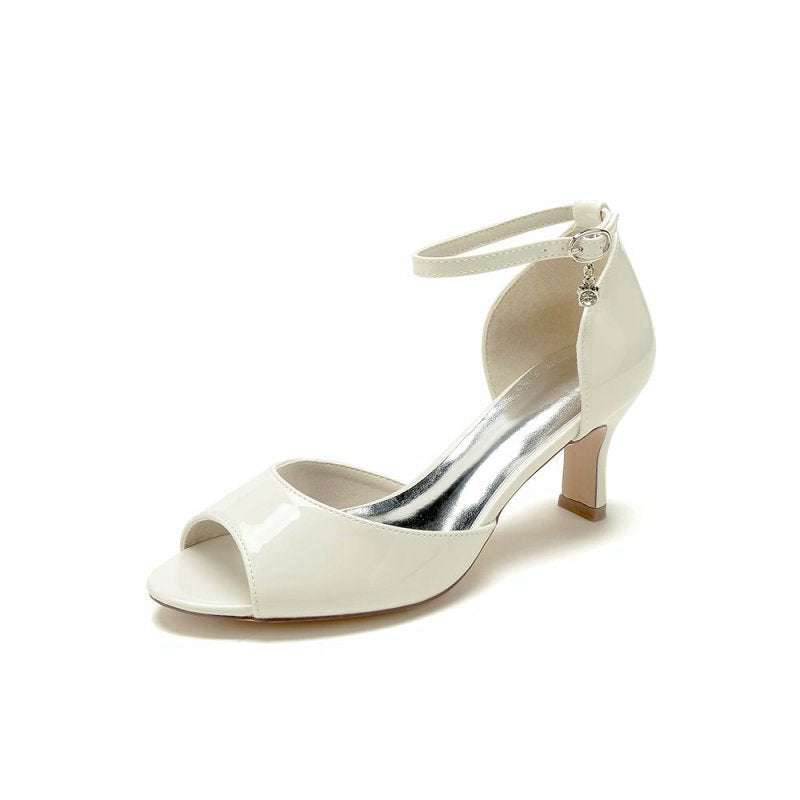 Peep Toe Ankle Strap Buckle Wedding Shoes