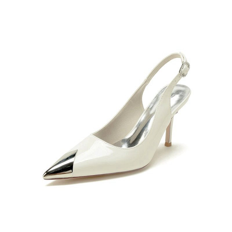 Glitter Crystal Wedding Shoes with Slingback Strap