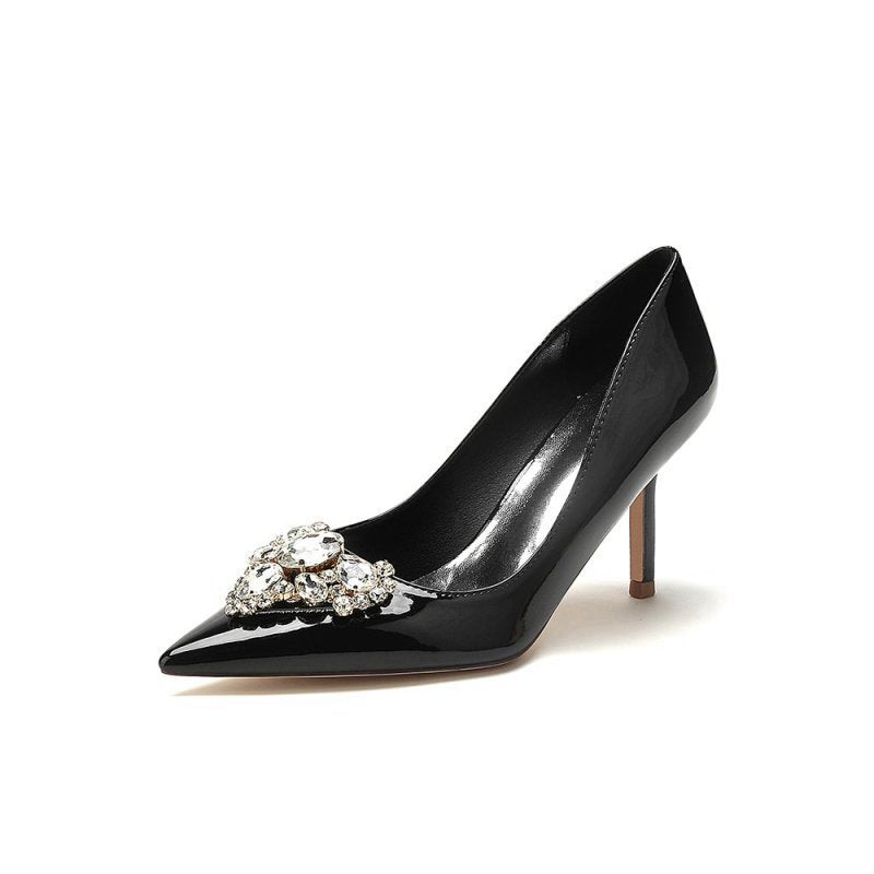 Patent Leather Rhinestone Stiletto Heels