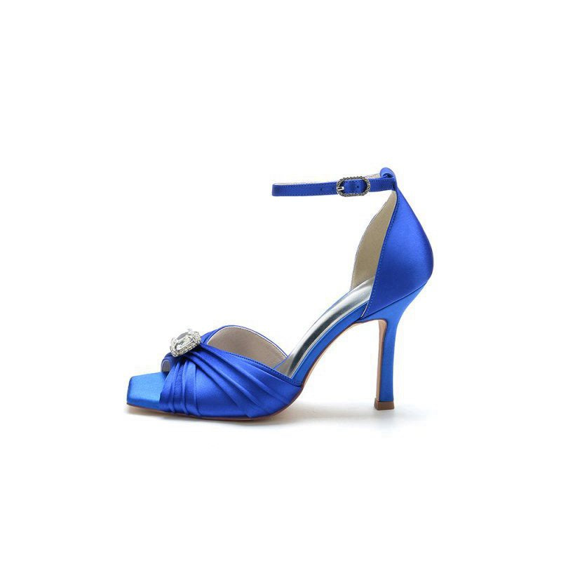Open Toe Stiletto Heels with Ankle Strap