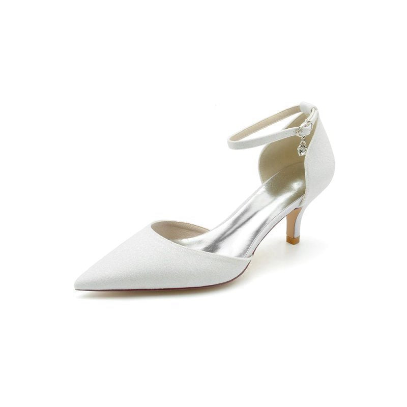 Glitter Pointed Toe Wedding Shoes with Ankle Strap