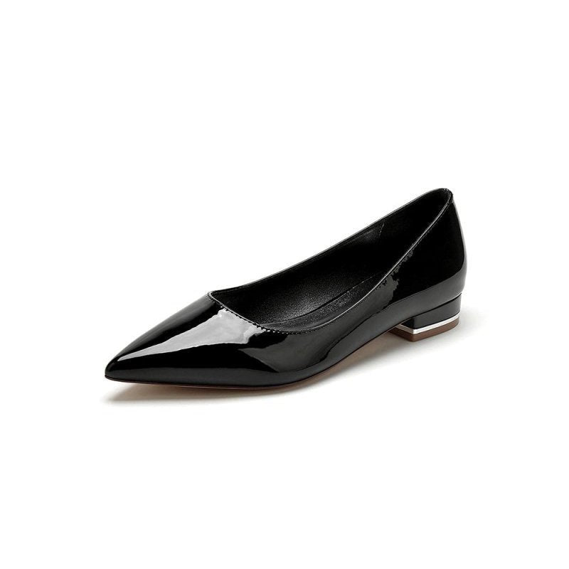 Simple Pointed Toe Slip-on Patent Leather Low Heels