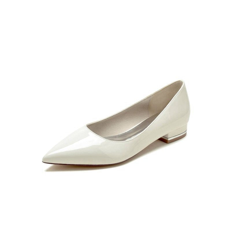 Simple Pointed Toe Slip-on Patent Leather Low Heels
