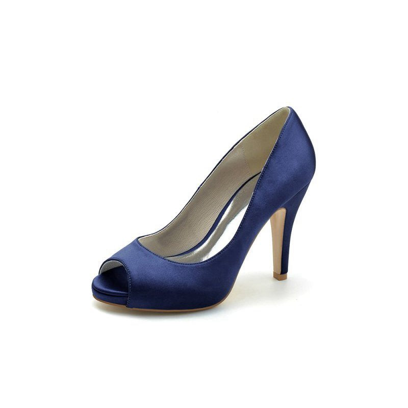 Peep Toe Slip-on Satin Stiletto Heels