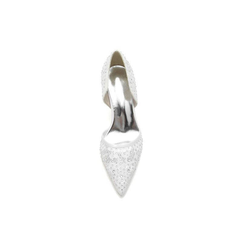 Pointed Toe Beaded Lace Wedding Stiletto Heels