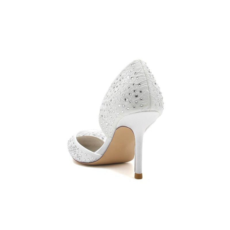 Pointed Toe Beaded Lace Wedding Stiletto Heels
