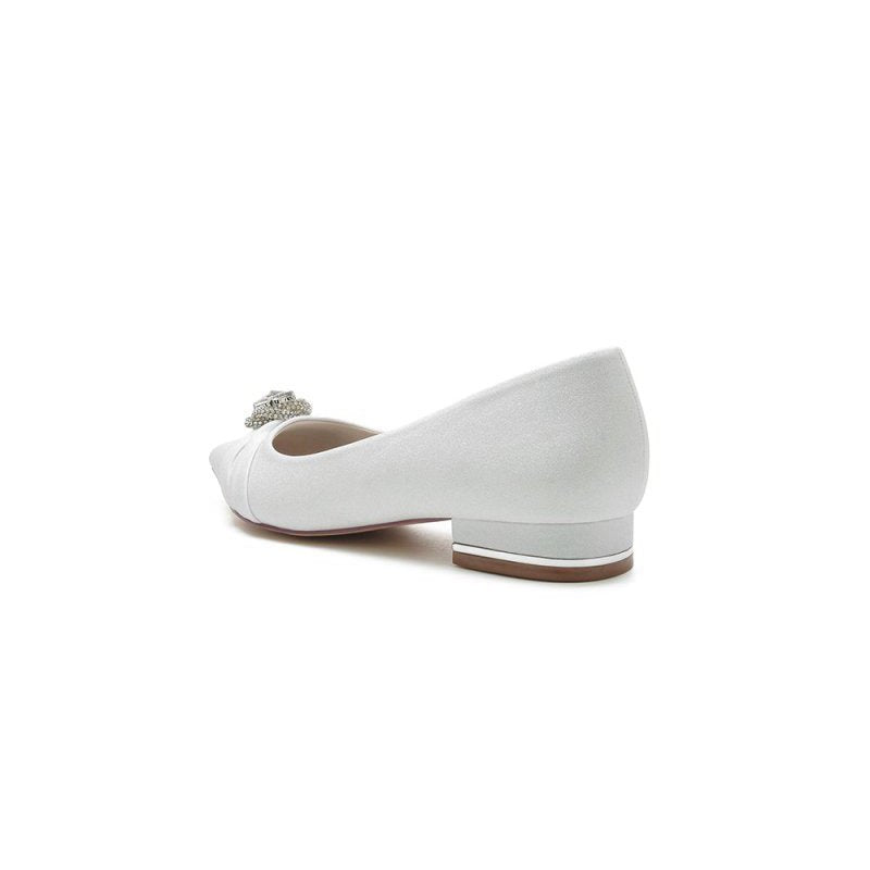 Beaded Pointed Toe Slip-On Wedding Shoes With Rhinestone
