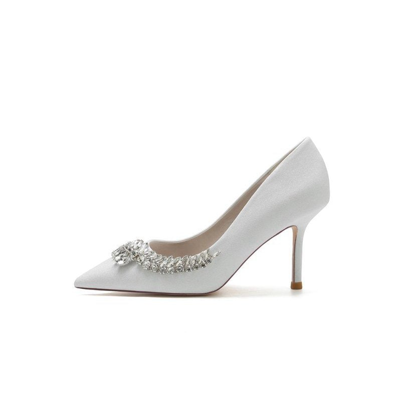 Glitter Pointed Toe Women's Wedding Shoes With Rhinestone