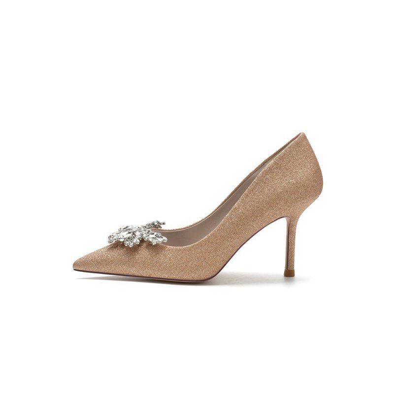 Glitter Pointed Toe Rhinestone Party Shoes