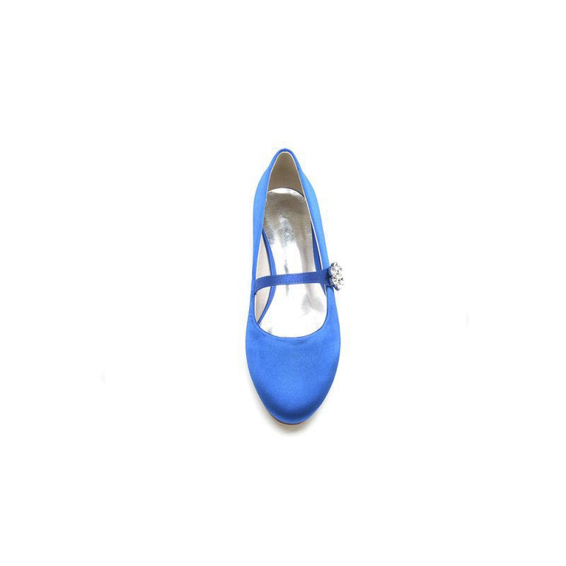 Round Toe Crystal Flower Flats