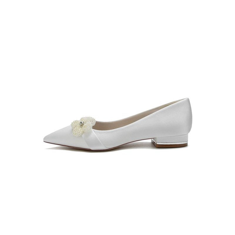Pearl Flower Cocktail Pointed Toe Flats