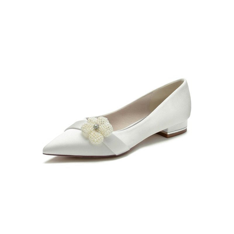 Pearl Flower Cocktail Pointed Toe Flats