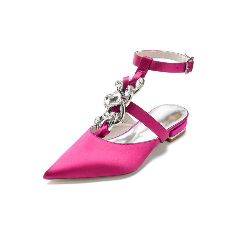 Crystal Chain Pointed Toe Flats