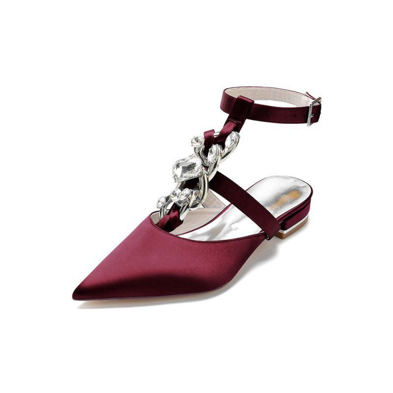 Crystal Chain Pointed Toe Flats