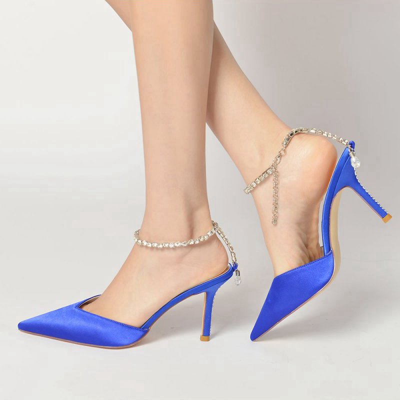 Crystal Strap Pointed Toe High Heels