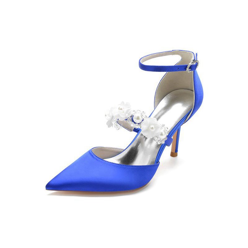 Flower Pearl Strap Pointed Toe High Heels