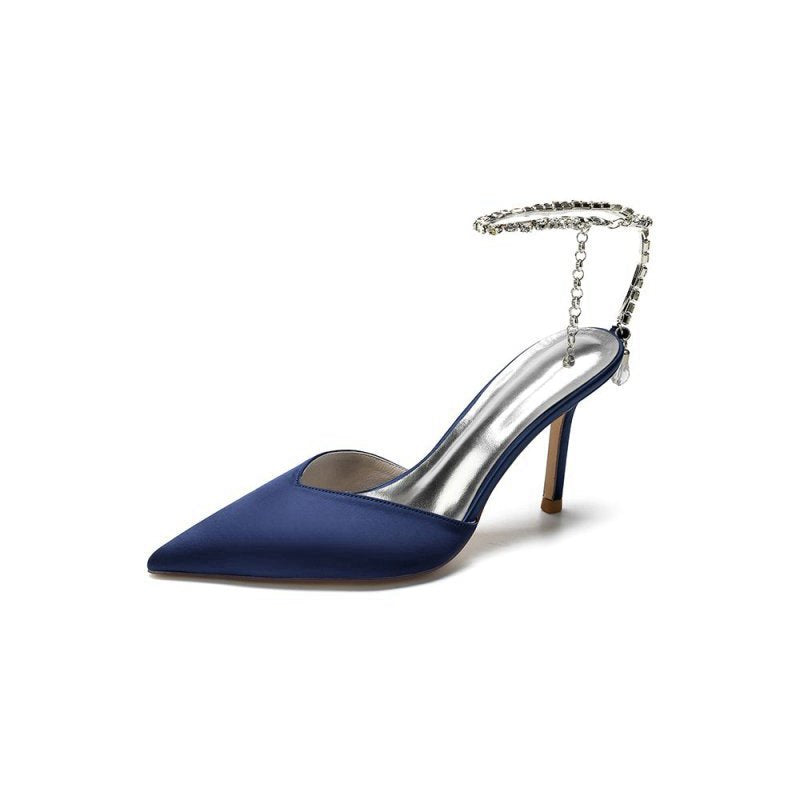 Cocktail Pointed Toe Crystal Strap High Heels