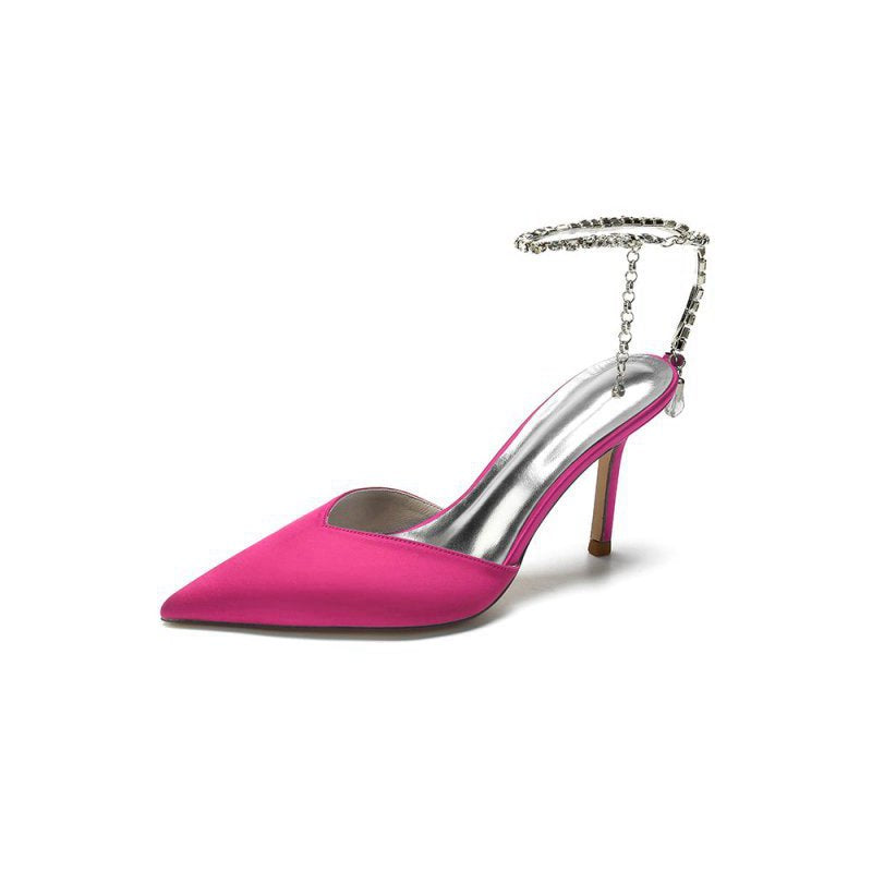 Cocktail Pointed Toe Crystal Strap High Heels