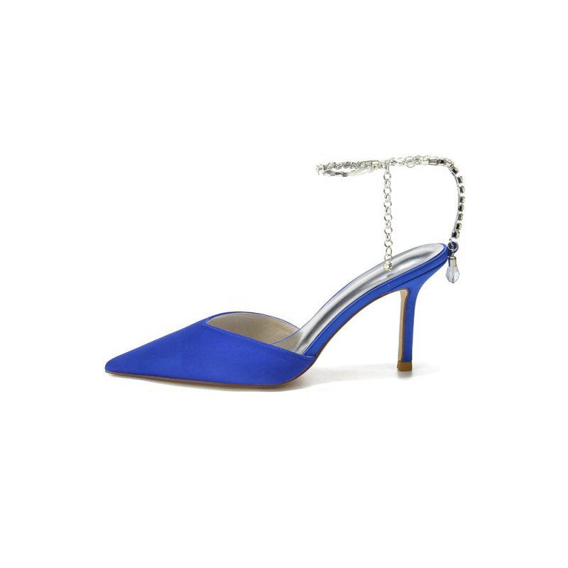 Cocktail Pointed Toe Crystal Strap High Heels