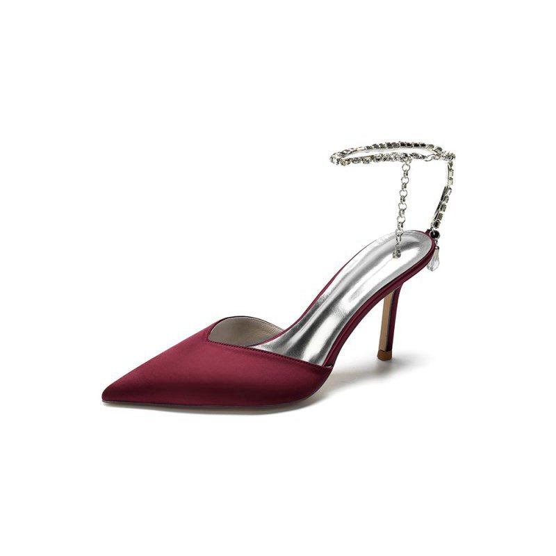 Cocktail Pointed Toe Crystal Strap High Heels