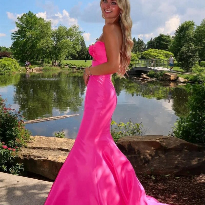 Mermaid Sweetheart Satin Prom Dresses with Bow