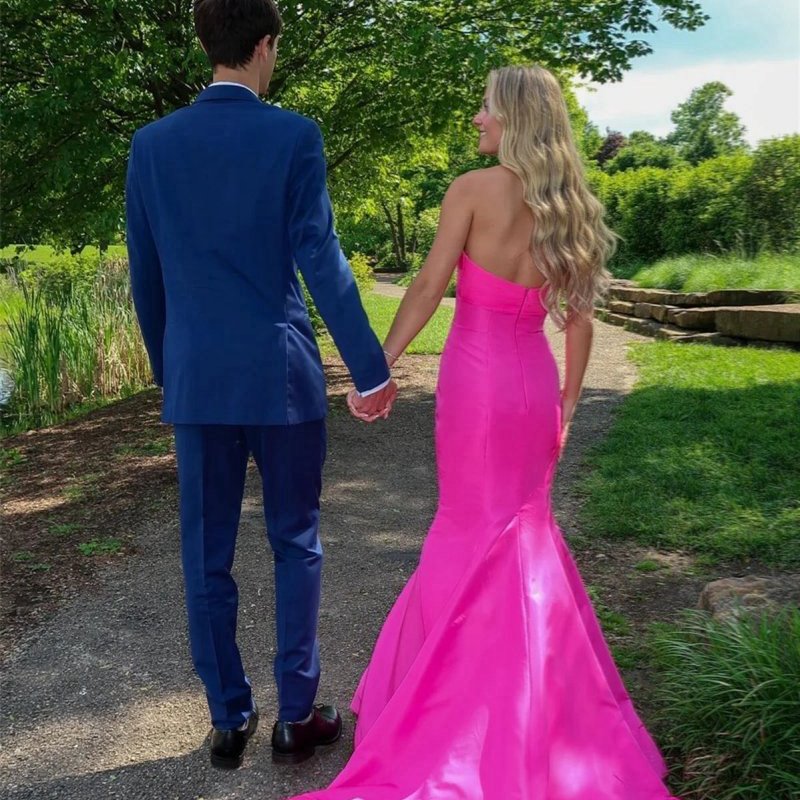 Mermaid Sweetheart Satin Prom Dresses with Bow