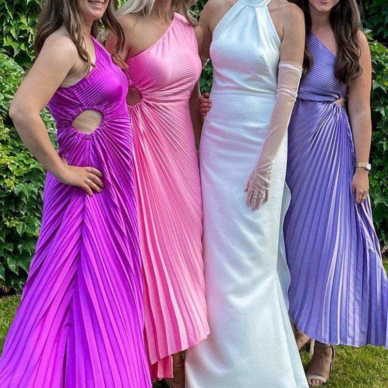One-Shoulder Cutout High-Low Bridesmaid Dresses