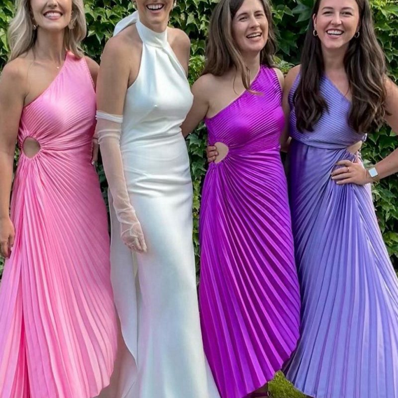 One-Shoulder Cutout High-Low Bridesmaid Dresses
