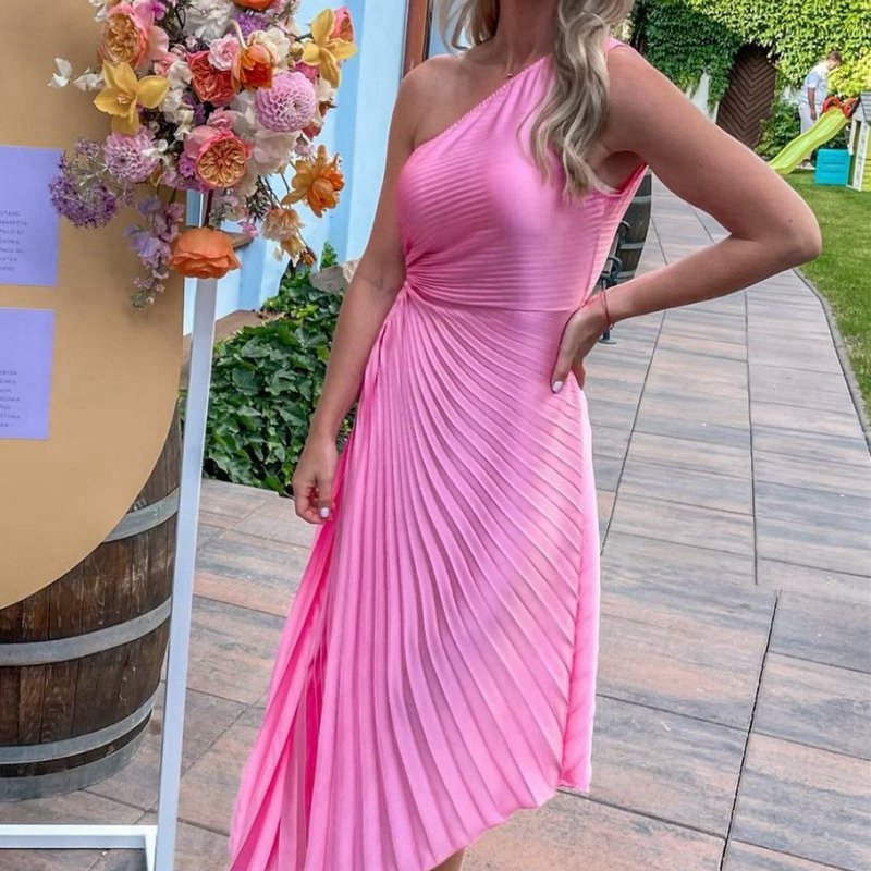 One-Shoulder Cutout High-Low Bridesmaid Dresses