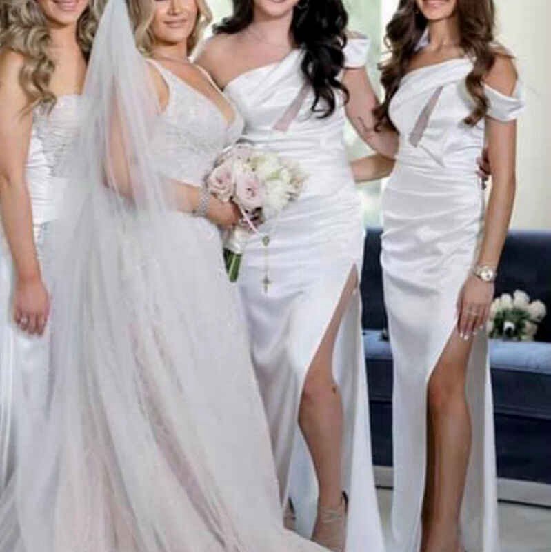 One-Shoulder Cutout Long Bridesmaid Dresses with Slit