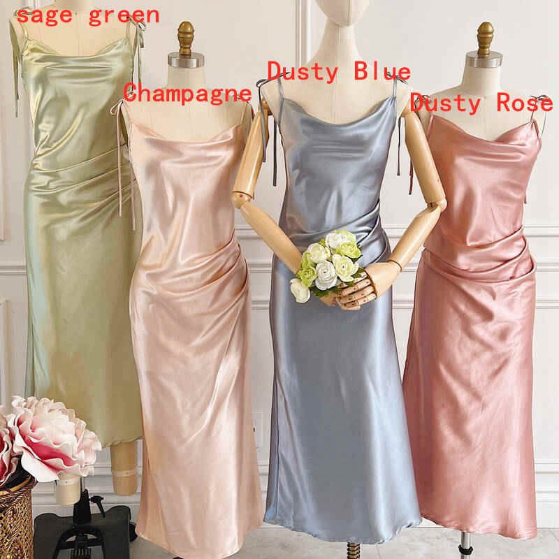 Sheath Long Bridesmaid Dresses with Tie Shoulder