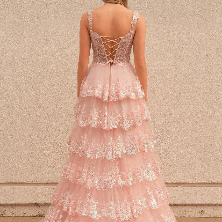 Princess A-line Off the Shoulder Corset Prom Dresses with Lace Ruffles