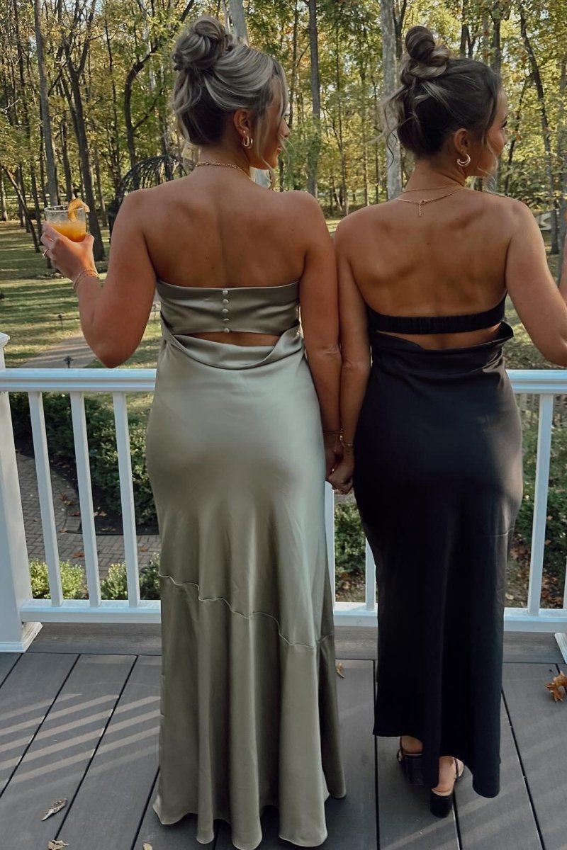 Strapless Satin Sheath Long Party Dresses