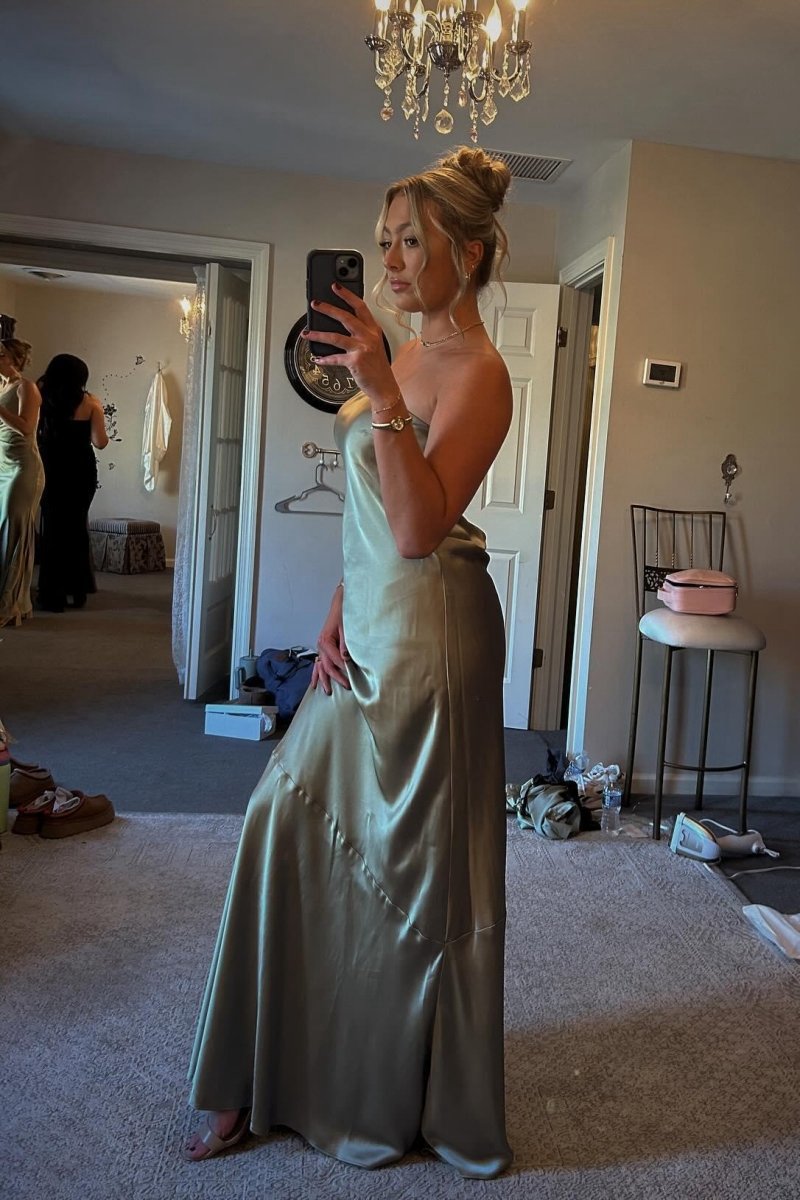 Strapless Satin Sheath Long Party Dresses