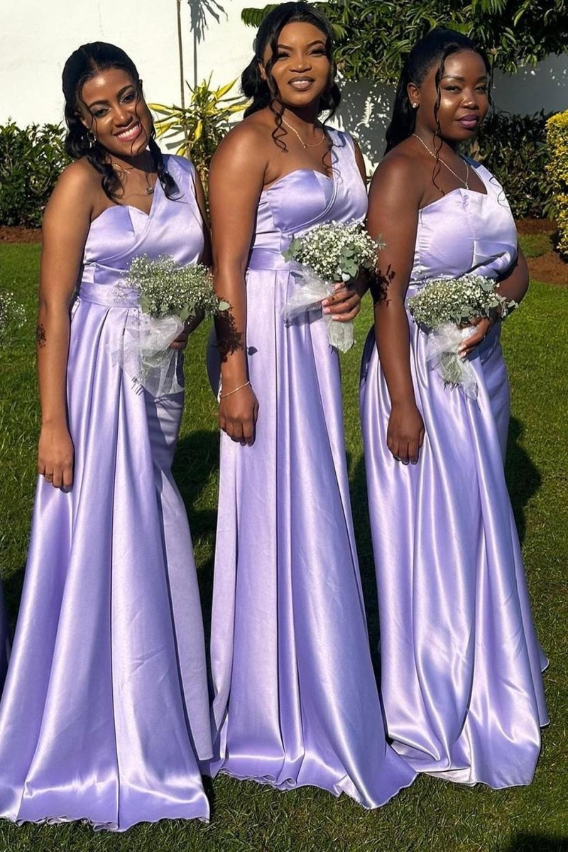 One Shoulder Sheath Long Bridesmaid Dresses