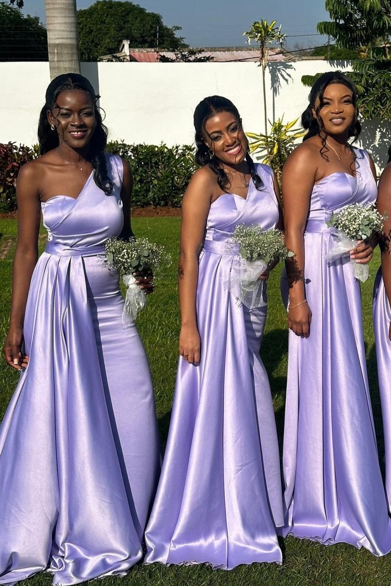 One Shoulder Sheath Long Bridesmaid Dresses