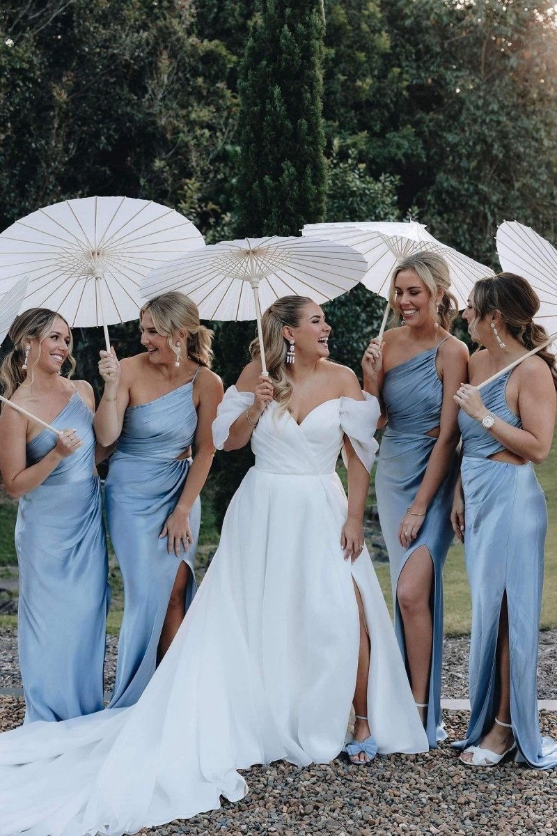 Sheath One Shoulder Cutout Fitted Bridesmaid Dresses