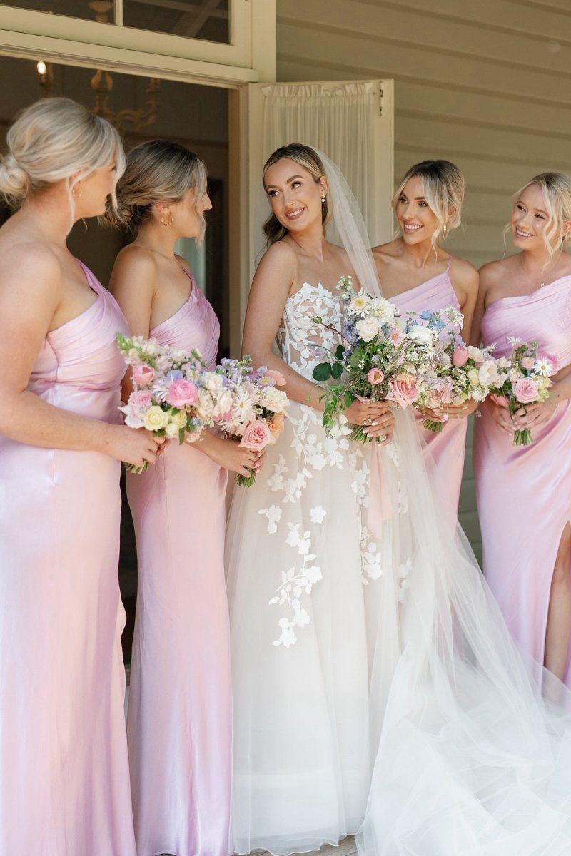 Sheath One Shoulder Cutout Fitted Bridesmaid Dresses
