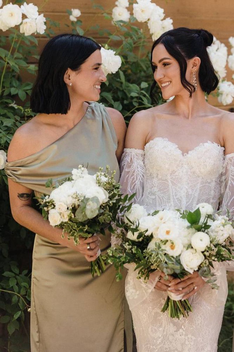 Mermaid Satin One Shoulder Bridesmaid Dresses with Slit