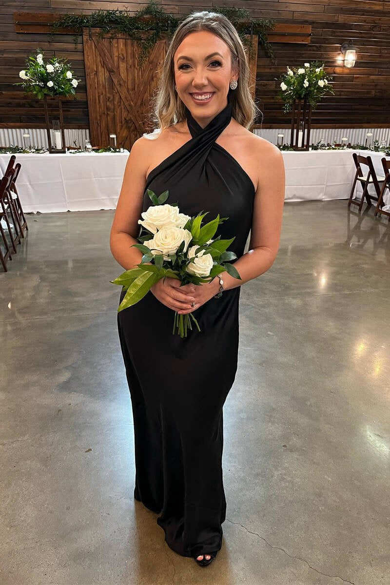 Sage Halter Sheath Ankle Length Bridesmaid Dresses