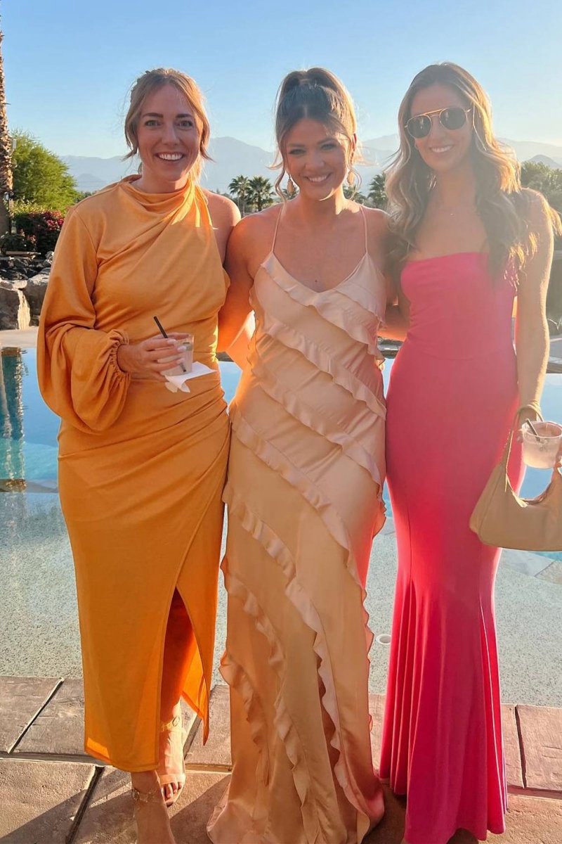Straps Sheath Ruffle Maxi Bridesmaid Dresses
