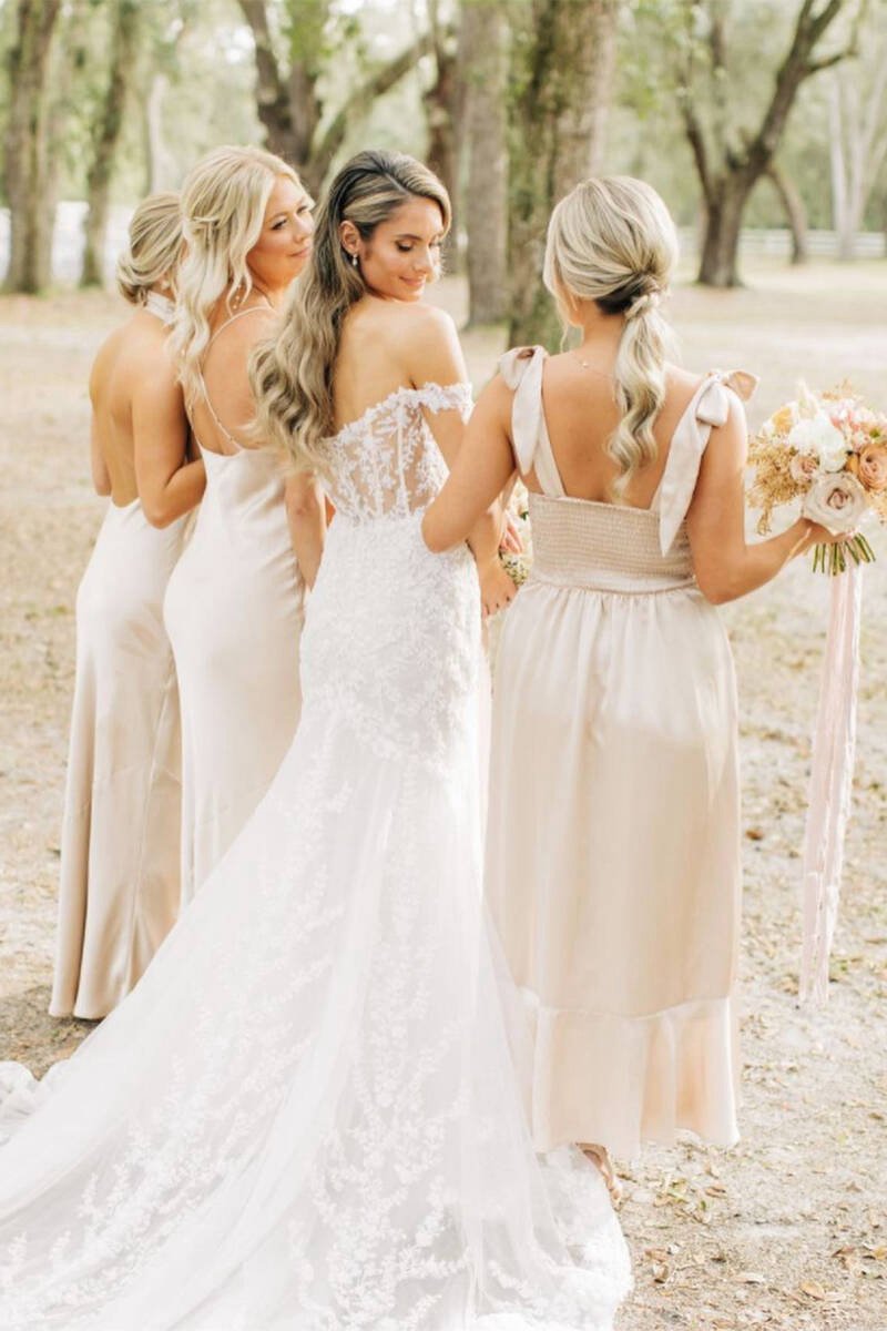 Sheath Satin Long Mismatch Bridesmaid Dresses