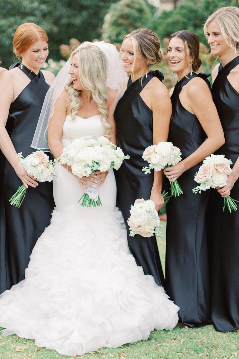 Halter Cutout Back Long Bridesmaid Dresses