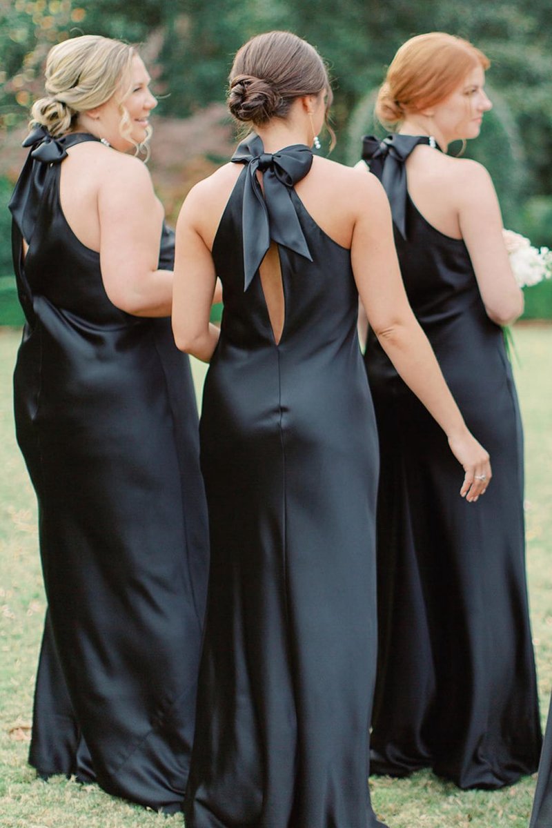 Halter Cutout Back Long Bridesmaid Dresses