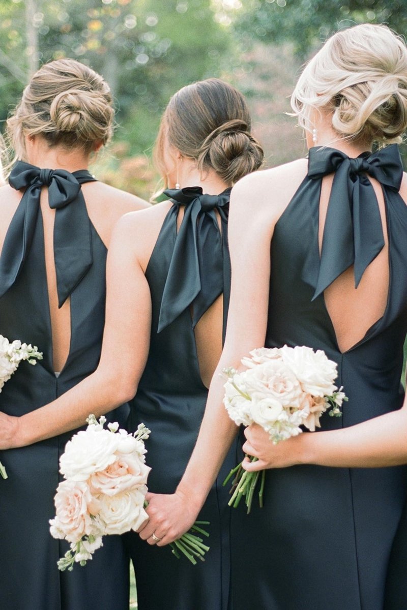Halter Cutout Back Long Bridesmaid Dresses